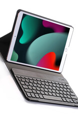 BASEY. Hoesje Geschikt voor iPad 10.2 2020 Toetsenbord Hoes Book Case - Hoes Geschikt voor iPad 8 Toetsenbord Hoesje Keyboard Cover - Donkerblauw