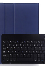 BASEY. Hoesje Geschikt voor iPad 10.2 2020 Toetsenbord Hoes Book Case - Hoes Geschikt voor iPad 8 Toetsenbord Hoesje Keyboard Cover - Donkerblauw