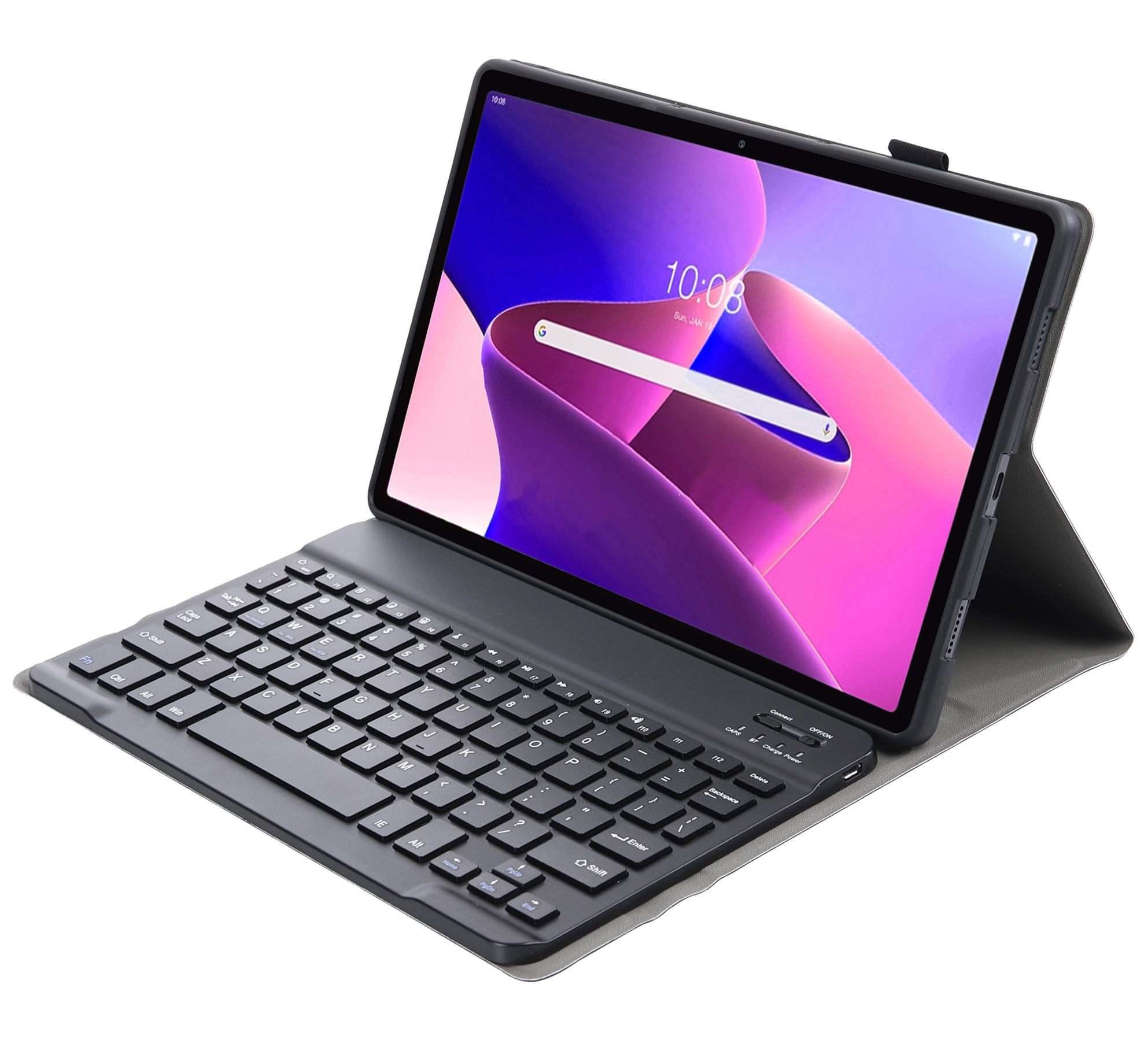 NoXx Hoesje Geschikt voor Lenovo Tab M10 Plus 3rd Gen Hoesje Toetsenbord Hoes Met Screenprotector - Hoes Geschikt voor Lenovo Tab M10 Plus (3e Gen) Keyboard Case Book Cover - Zwart
