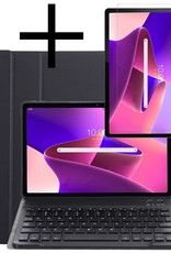 NoXx Hoesje Geschikt voor Lenovo Tab M10 Plus 3rd Gen Hoesje Toetsenbord Hoes Met Screenprotector - Hoes Geschikt voor Lenovo Tab M10 Plus (3e Gen) Keyboard Case Book Cover - Zwart