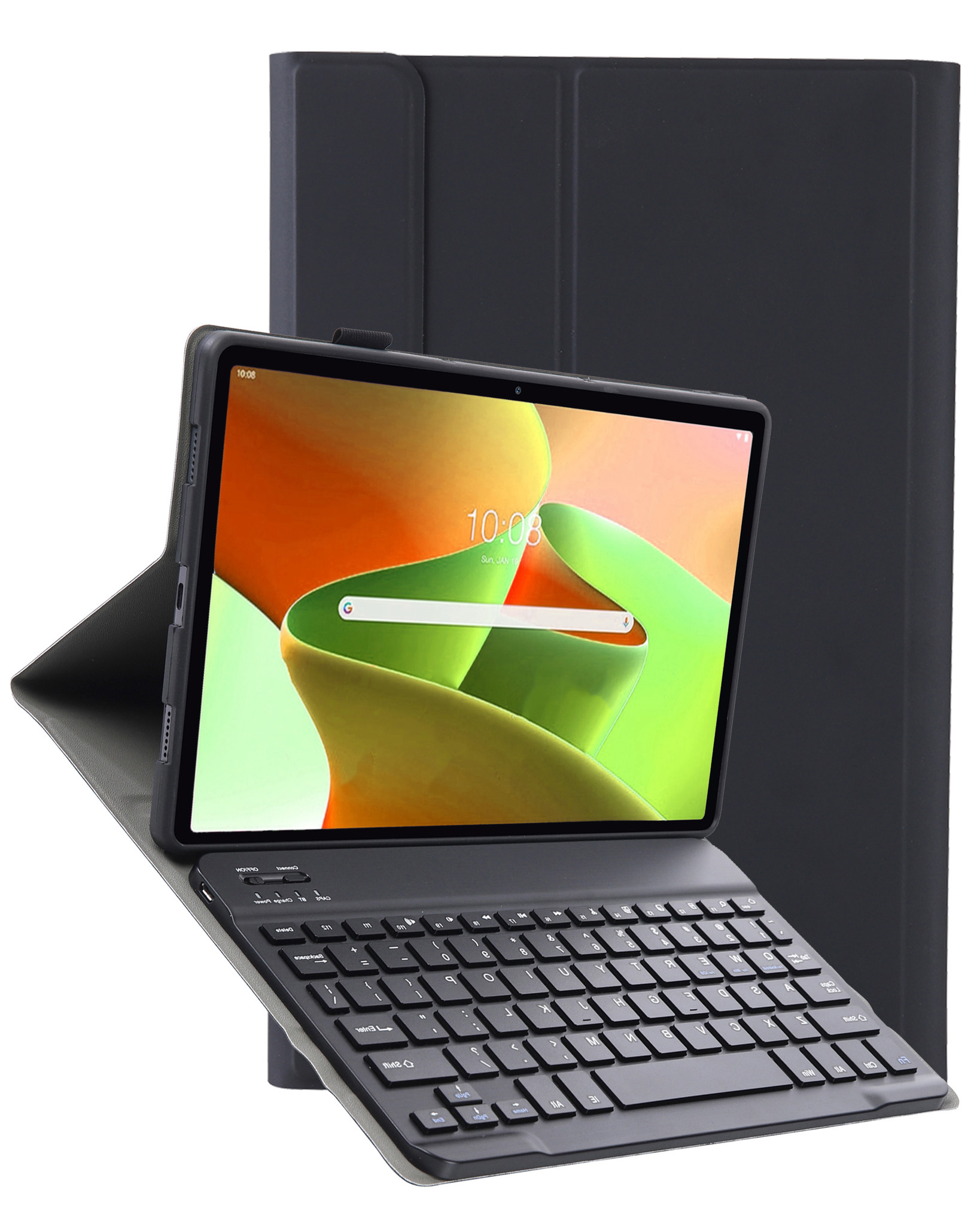 Nomfy Hoes Geschikt voor Lenovo Tab M10 Plus 3rd Gen Hoes Toetsenbord Hoes Case Book Cover Hoesje Met Screenprotector - Hoesje Geschikt voor Lenovo Tab M10 Plus (3e Gen) Keyboard Hoes - Zwart