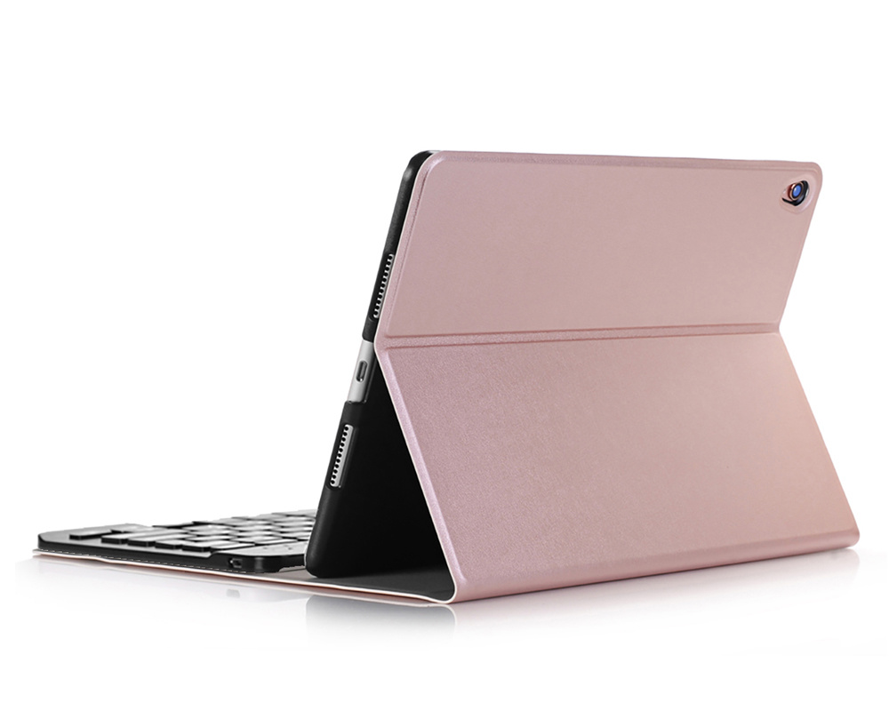 Nomfy Hoes Geschikt voor iPad 10.2 2019 Hoes Toetsenbord Hoes Case Book Cover Hoesje Met Screenprotector - Hoesje Geschikt voor iPad 7 Keyboard Hoes - Rosé goud