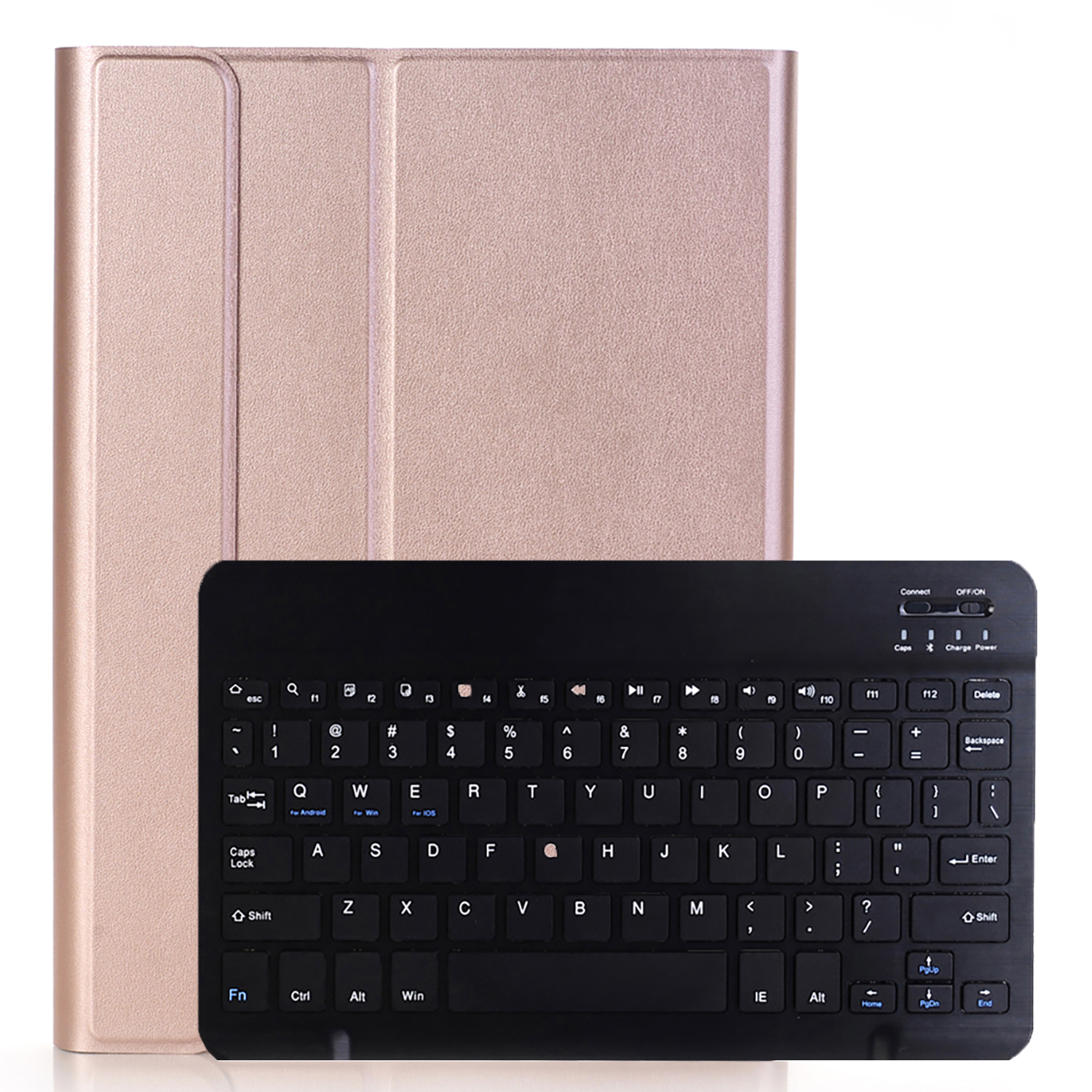 Nomfy Hoes Geschikt voor iPad 10.2 2019 Hoes Toetsenbord Hoes Case Book Cover Hoesje Met Screenprotector - Hoesje Geschikt voor iPad 7 Keyboard Hoes - Rosé goud