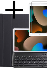 NoXx Hoesje Geschikt voor iPad 10.2 2019 Hoesje Toetsenbord Hoes Met Screenprotector - Hoes Geschikt voor iPad 7 Keyboard Case Book Cover - Zwart