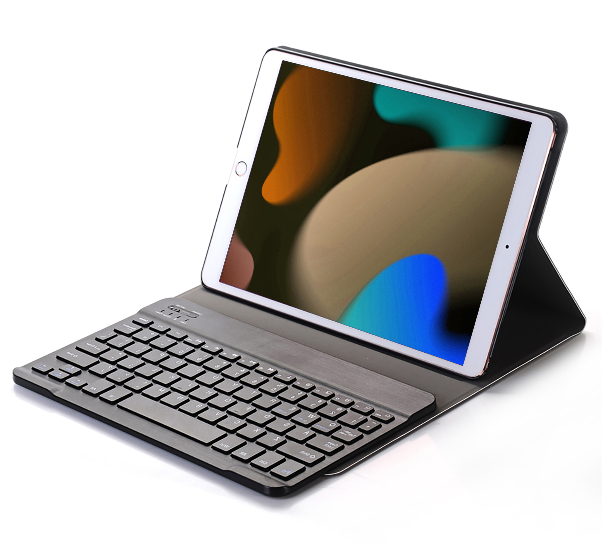 NoXx Hoesje Geschikt voor iPad 10.2 2019 Hoesje Toetsenbord Hoes Met Screenprotector - Hoes Geschikt voor iPad 7 Keyboard Case Book Cover - Goud