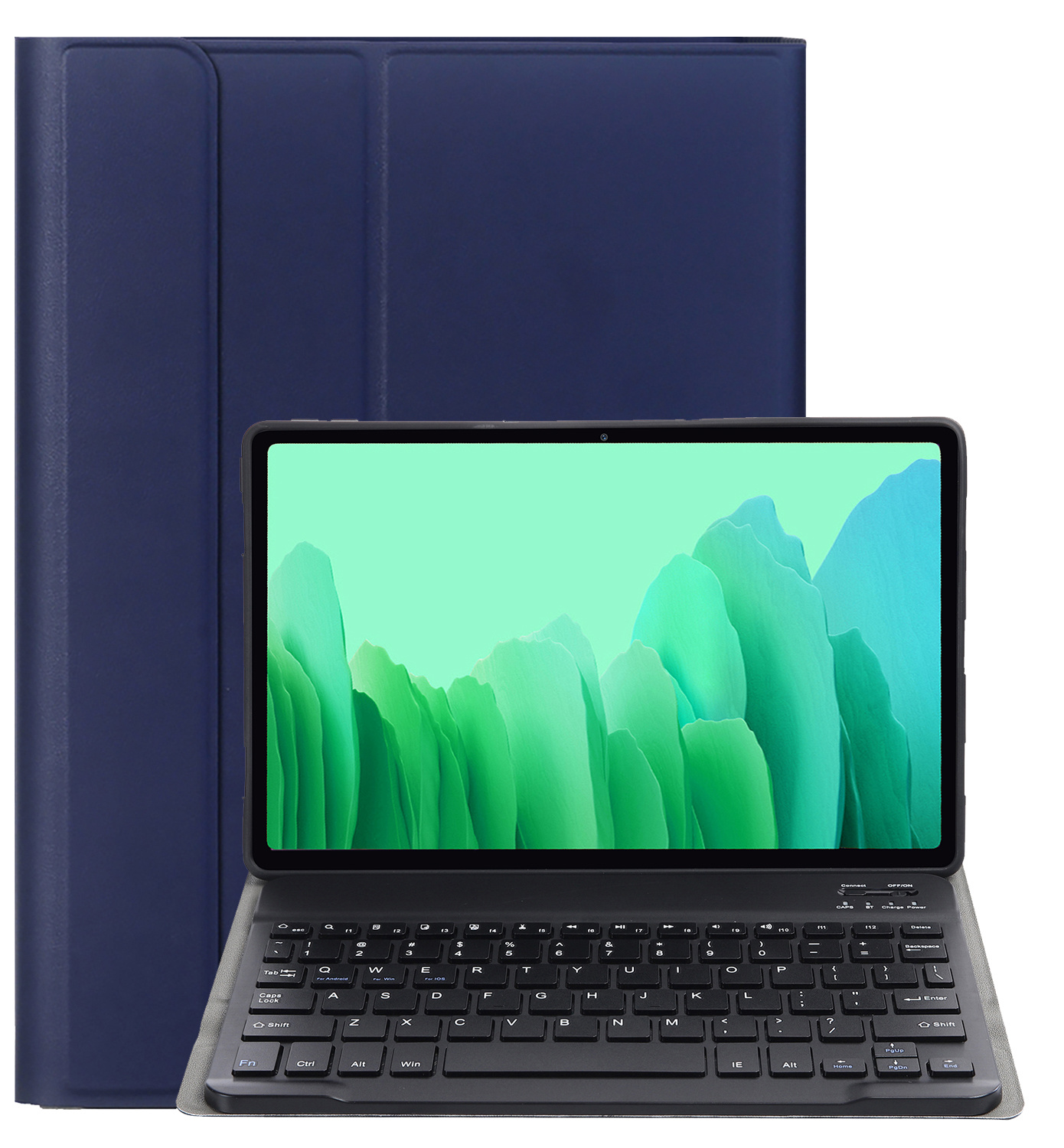 NoXx Hoesje Geschikt voor Samsung Galaxy Tab A7 Hoesje Toetsenbord Hoes - Hoes Geschikt voor Samsung Tab A7 Keyboard Case Book Cover - Donkerblauw