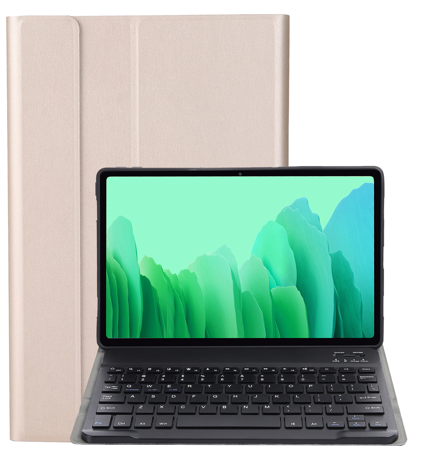 NoXx Hoesje Geschikt voor Samsung Galaxy Tab A7 Hoesje Toetsenbord Hoes - Hoes Geschikt voor Samsung Tab A7 Keyboard Case Book Cover - Goud