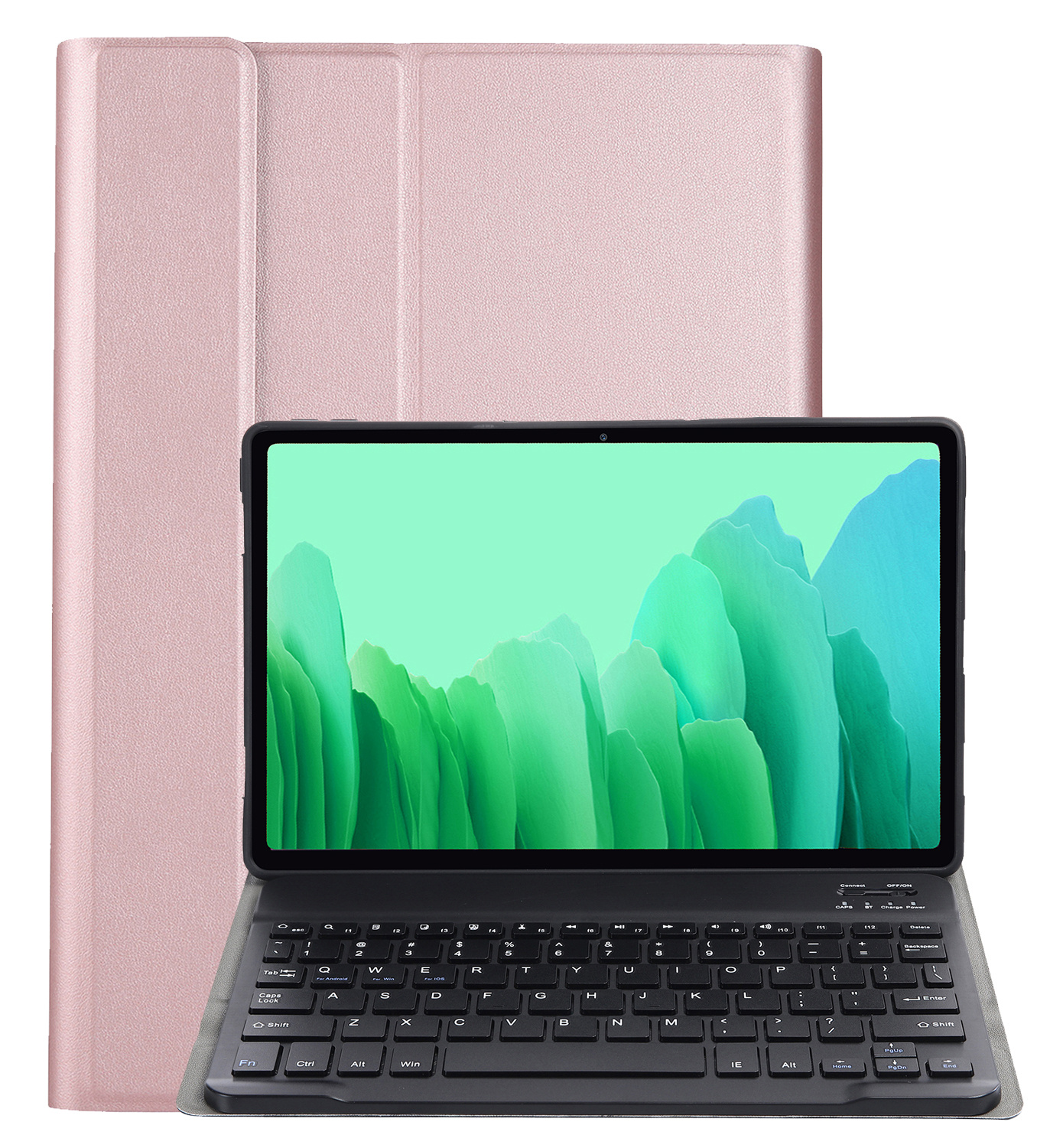 NoXx Hoesje Geschikt voor Samsung Galaxy Tab A7 Hoesje Toetsenbord Hoes - Hoes Geschikt voor Samsung Tab A7 Keyboard Case Book Cover - Rosé goud