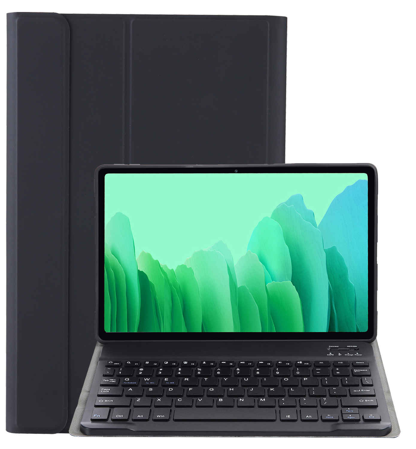 NoXx Hoesje Geschikt voor Samsung Galaxy Tab A7 Hoesje Toetsenbord Hoes - Hoes Geschikt voor Samsung Tab A7 Keyboard Case Book Cover - Zwart