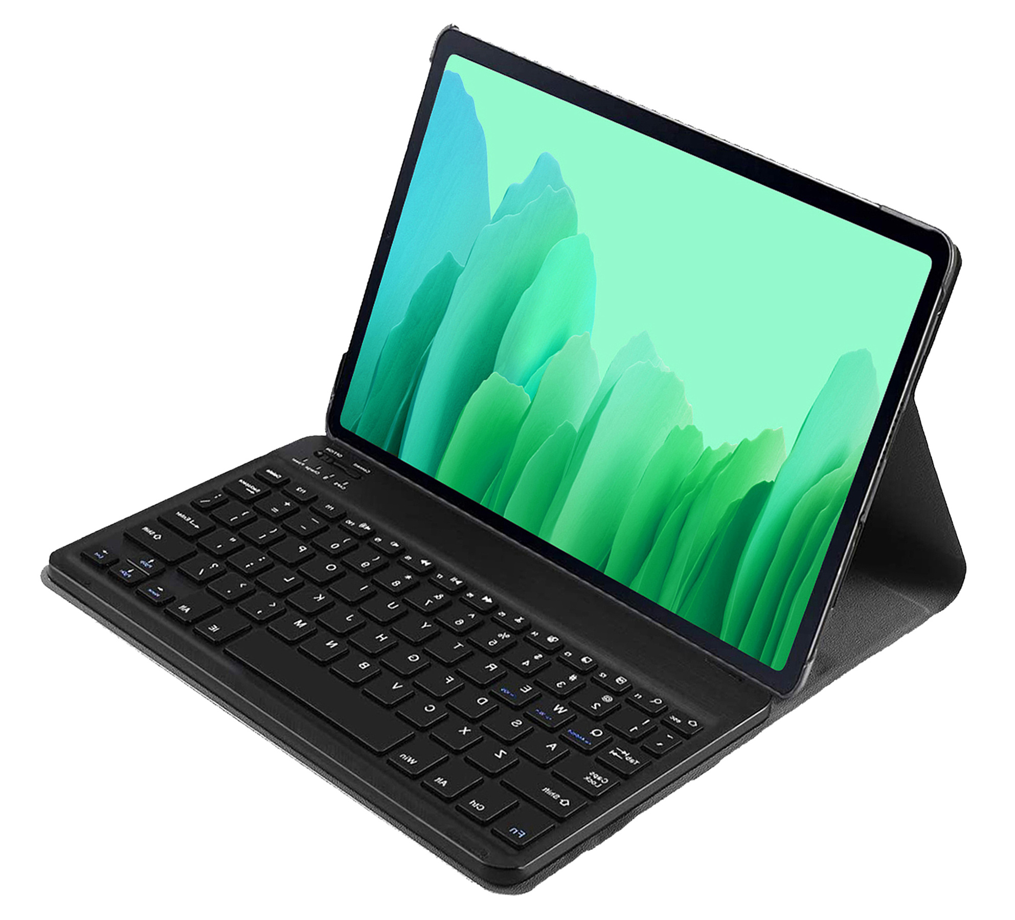 NoXx Hoesje Geschikt voor Samsung Galaxy Tab A7 Hoesje Toetsenbord Hoes - Hoes Geschikt voor Samsung Tab A7 Keyboard Case Book Cover - Zwart
