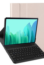 Nomfy Hoes Geschikt voor Samsung Galaxy Tab A7 Hoes Toetsenbord Hoes Case Book Cover Hoesje - Hoesje Geschikt voor Samsung Tab A7 Keyboard Hoes - Goud