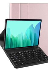 Nomfy Hoes Geschikt voor Samsung Galaxy Tab A7 Hoes Toetsenbord Hoes Case Book Cover Hoesje - Hoesje Geschikt voor Samsung Tab A7 Keyboard Hoes - Rosé goud