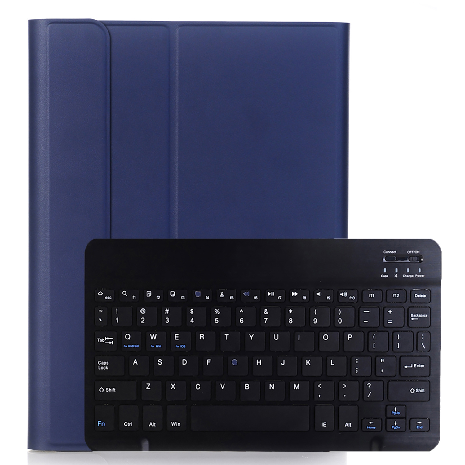 BASEY. Hoesje Geschikt voor iPad 10.2 2019 Toetsenbord Hoes Book Case Met Screenprotector - Hoes Geschikt voor iPad 7 Toetsenbord Hoesje Keyboard Cover - Donkerblauw