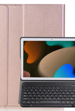 NoXx Hoesje Geschikt voor iPad 10.2 2019 Hoesje Toetsenbord Hoes - Hoes Geschikt voor iPad 7 Keyboard Case Book Cover - Rosé goud