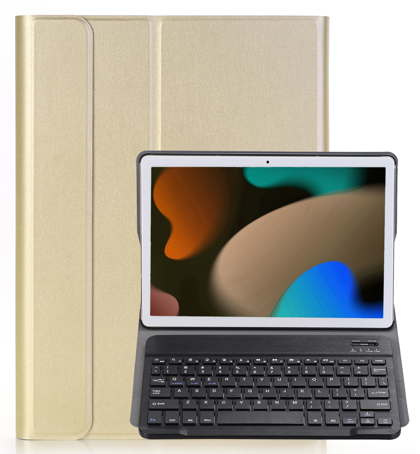 NoXx Hoesje Geschikt voor iPad 10.2 2019 Hoesje Toetsenbord Hoes - Hoes Geschikt voor iPad 7 Keyboard Case Book Cover - Goud