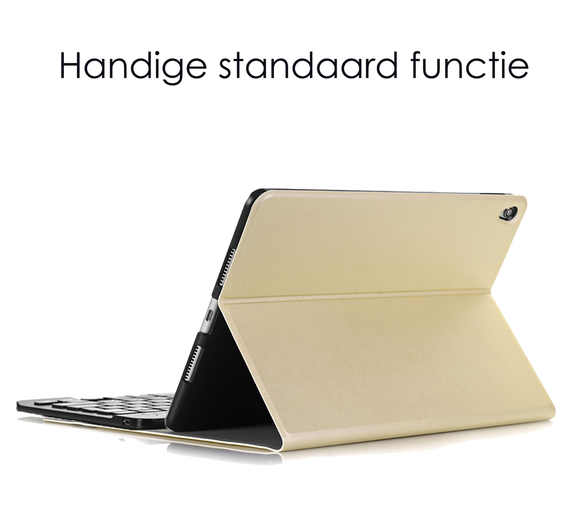 NoXx Hoesje Geschikt voor iPad 10.2 2019 Hoesje Toetsenbord Hoes - Hoes Geschikt voor iPad 7 Keyboard Case Book Cover - Goud