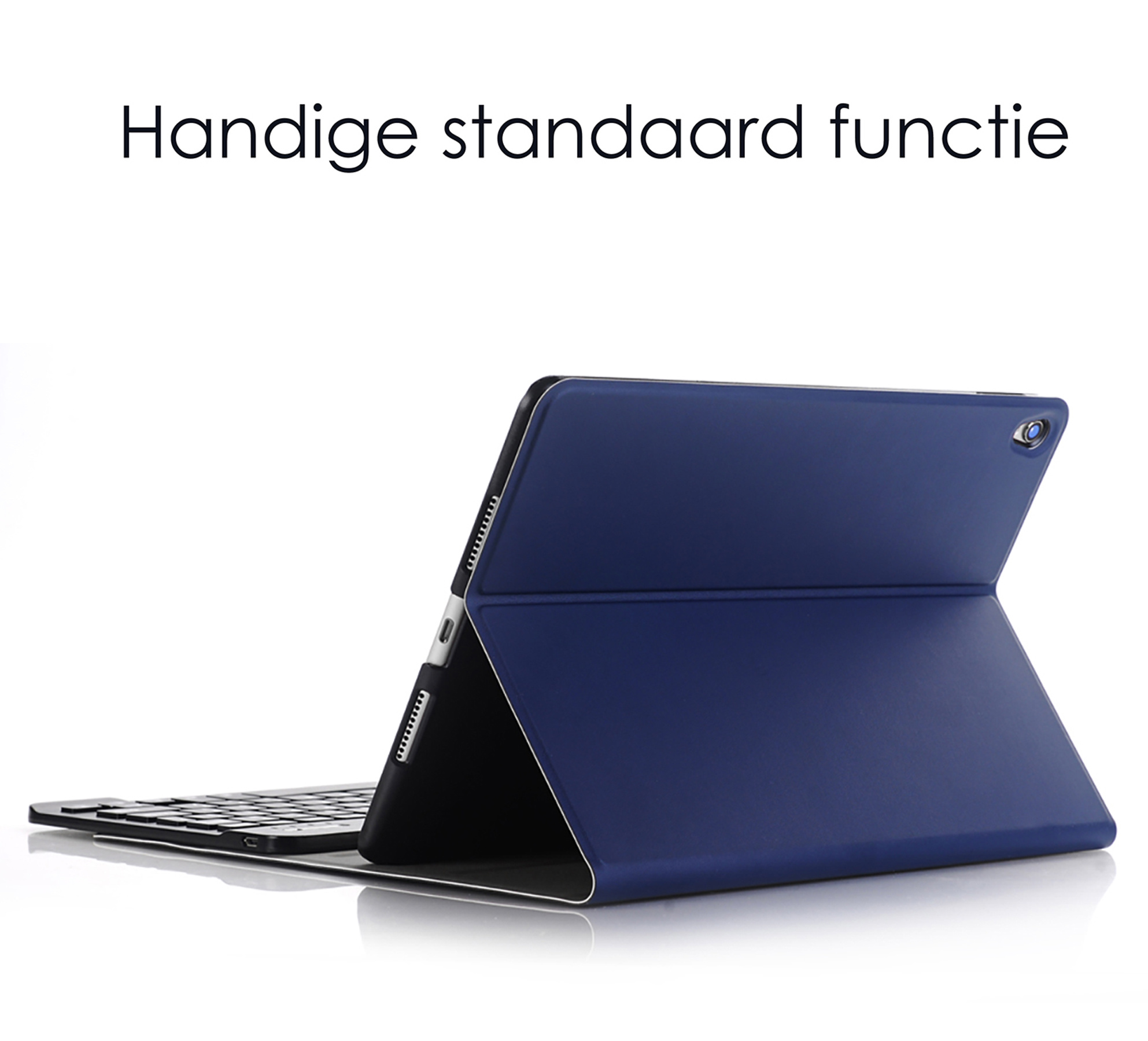 NoXx Hoesje Geschikt voor iPad 10.2 2019 Hoesje Toetsenbord Hoes - Hoes Geschikt voor iPad 7 Keyboard Case Book Cover - Donkerblauw