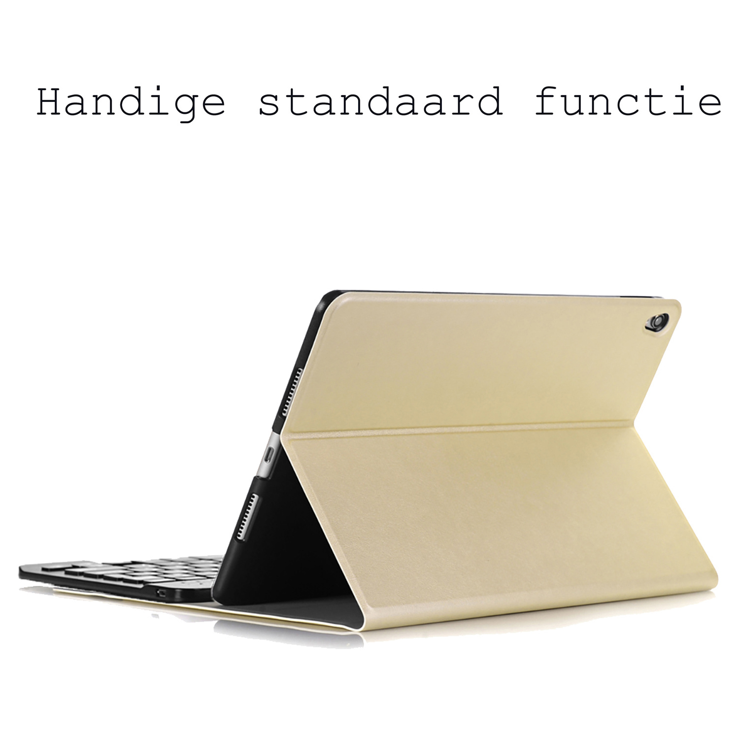 BASEY. Hoesje Geschikt voor iPad 10.2 2019 Toetsenbord Hoes Book Case - Hoes Geschikt voor iPad 7 Toetsenbord Hoesje Keyboard Cover - Goud