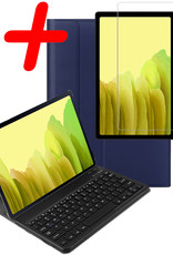BASEY. Hoesje Geschikt voor Samsung Galaxy Tab A7 Toetsenbord Hoes Book Case Met Screenprotector - Hoes Geschikt voor Samsung Tab A7 Toetsenbord Hoesje Keyboard Cover - Donkerblauw