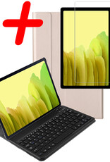 BASEY. Hoesje Geschikt voor Samsung Galaxy Tab A7 Toetsenbord Hoes Book Case Met Screenprotector - Hoes Geschikt voor Samsung Tab A7 Toetsenbord Hoesje Keyboard Cover - Goud