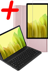 BASEY. Hoesje Geschikt voor Samsung Galaxy Tab A7 Toetsenbord Hoes Book Case Met Screenprotector - Hoes Geschikt voor Samsung Tab A7 Toetsenbord Hoesje Keyboard Cover - Rosé goud