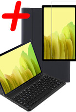 BASEY. Hoesje Geschikt voor Samsung Galaxy Tab A7 Toetsenbord Hoes Book Case Met Screenprotector - Hoes Geschikt voor Samsung Tab A7 Toetsenbord Hoesje Keyboard Cover - Zwart