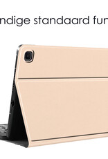 NoXx Hoesje Geschikt voor Samsung Galaxy Tab A7 Hoesje Toetsenbord Hoes Met Screenprotector - Hoes Geschikt voor Samsung Tab A7 Keyboard Case Book Cover - Goud