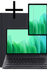 NoXx Hoesje Geschikt voor Samsung Galaxy Tab A7 Hoesje Toetsenbord Hoes Met Screenprotector - Hoes Geschikt voor Samsung Tab A7 Keyboard Case Book Cover - Zwart