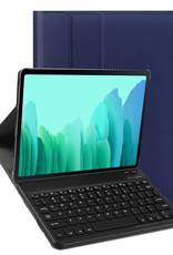 Nomfy Hoes Geschikt voor Samsung Galaxy Tab A7 Hoes Toetsenbord Hoes Case Book Cover Hoesje Met Screenprotector - Hoesje Geschikt voor Samsung Tab A7 Keyboard Hoes - Donkerblauw