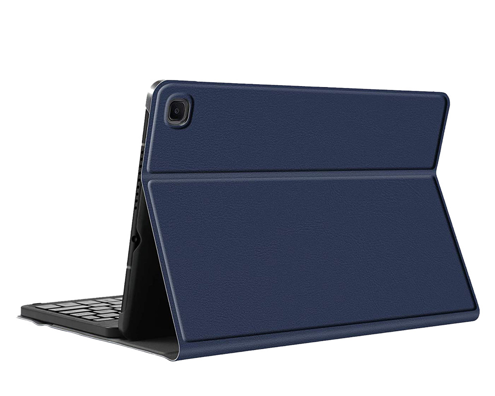 Nomfy Hoes Geschikt voor Samsung Galaxy Tab A7 Hoes Toetsenbord Hoes Case Book Cover Hoesje Met Screenprotector - Hoesje Geschikt voor Samsung Tab A7 Keyboard Hoes - Donkerblauw