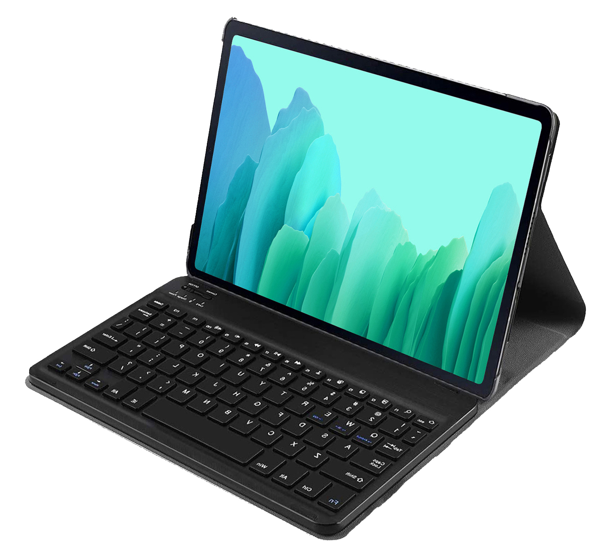 Nomfy Hoes Geschikt voor Samsung Galaxy Tab A7 Hoes Toetsenbord Hoes Case Book Cover Hoesje Met Screenprotector - Hoesje Geschikt voor Samsung Tab A7 Keyboard Hoes - Donkerblauw