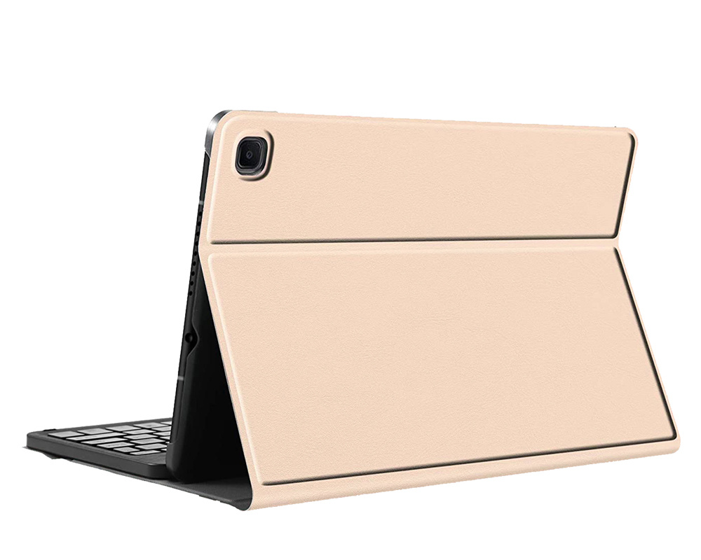 Nomfy Hoes Geschikt voor Samsung Galaxy Tab A7 Hoes Toetsenbord Hoes Case Book Cover Hoesje Met Screenprotector - Hoesje Geschikt voor Samsung Tab A7 Keyboard Hoes - Goud