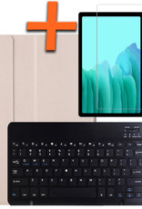 Nomfy Hoes Geschikt voor Samsung Galaxy Tab A7 Hoes Toetsenbord Hoes Case Book Cover Hoesje Met Screenprotector - Hoesje Geschikt voor Samsung Tab A7 Keyboard Hoes - Goud