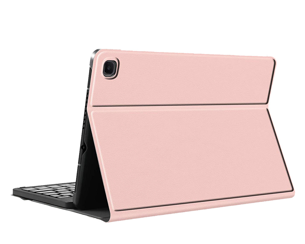 Nomfy Hoes Geschikt voor Samsung Galaxy Tab A7 Hoes Toetsenbord Hoes Case Book Cover Hoesje Met Screenprotector - Hoesje Geschikt voor Samsung Tab A7 Keyboard Hoes - Rosé goud