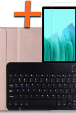 Nomfy Hoes Geschikt voor Samsung Galaxy Tab A7 Hoes Toetsenbord Hoes Case Book Cover Hoesje Met Screenprotector - Hoesje Geschikt voor Samsung Tab A7 Keyboard Hoes - Rosé goud