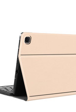 Nomfy Hoes Geschikt voor Samsung Galaxy Tab S6 Lite Hoes Toetsenbord Hoes Case Book Cover Hoesje - Hoesje Geschikt voor Samsung Tab S6 Lite Keyboard Hoes - Goud