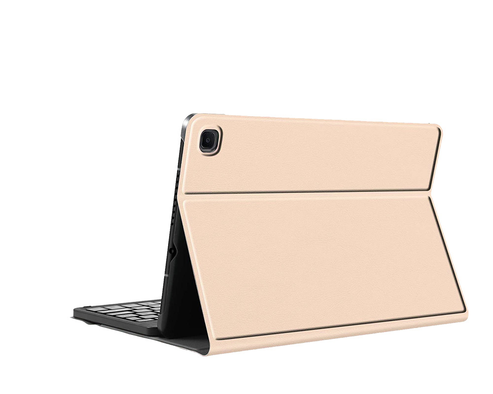 Nomfy Hoes Geschikt voor Samsung Galaxy Tab S6 Lite Hoes Toetsenbord Hoes Case Book Cover Hoesje - Hoesje Geschikt voor Samsung Tab S6 Lite Keyboard Hoes - Goud