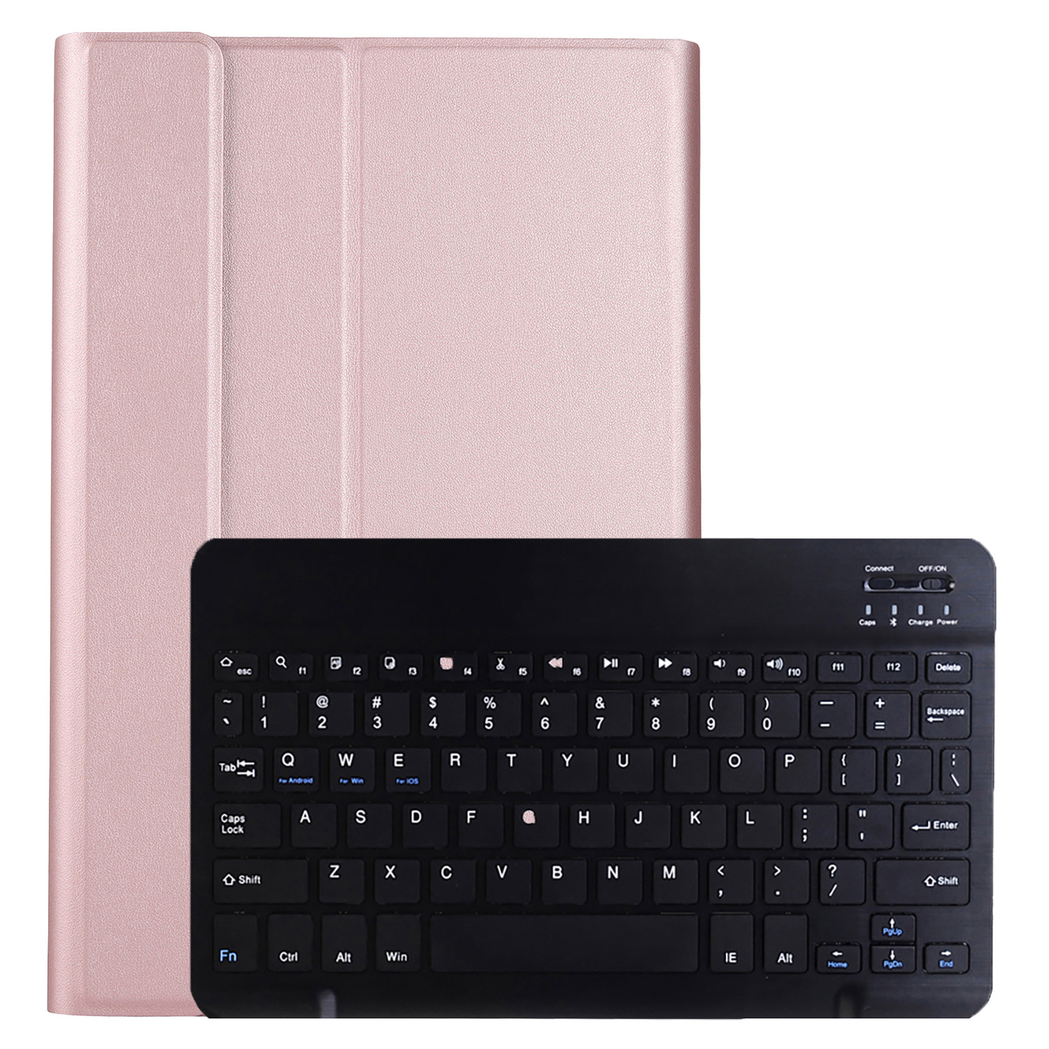 Nomfy Hoes Geschikt voor Samsung Galaxy Tab S6 Lite Hoes Toetsenbord Hoes Case Book Cover Hoesje - Hoesje Geschikt voor Samsung Tab S6 Lite Keyboard Hoes - Rosé goud