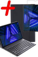 BASEY. Hoesje Geschikt voor Lenovo Tab M10 FHD Plus 2nd Gen Toetsenbord Hoes Book Case Met Screenprotector - Hoes Geschikt voor Lenovo Tab M10 FHD Plus (2e Gen) Toetsenbord Hoesje Keyboard Cover - Zwart