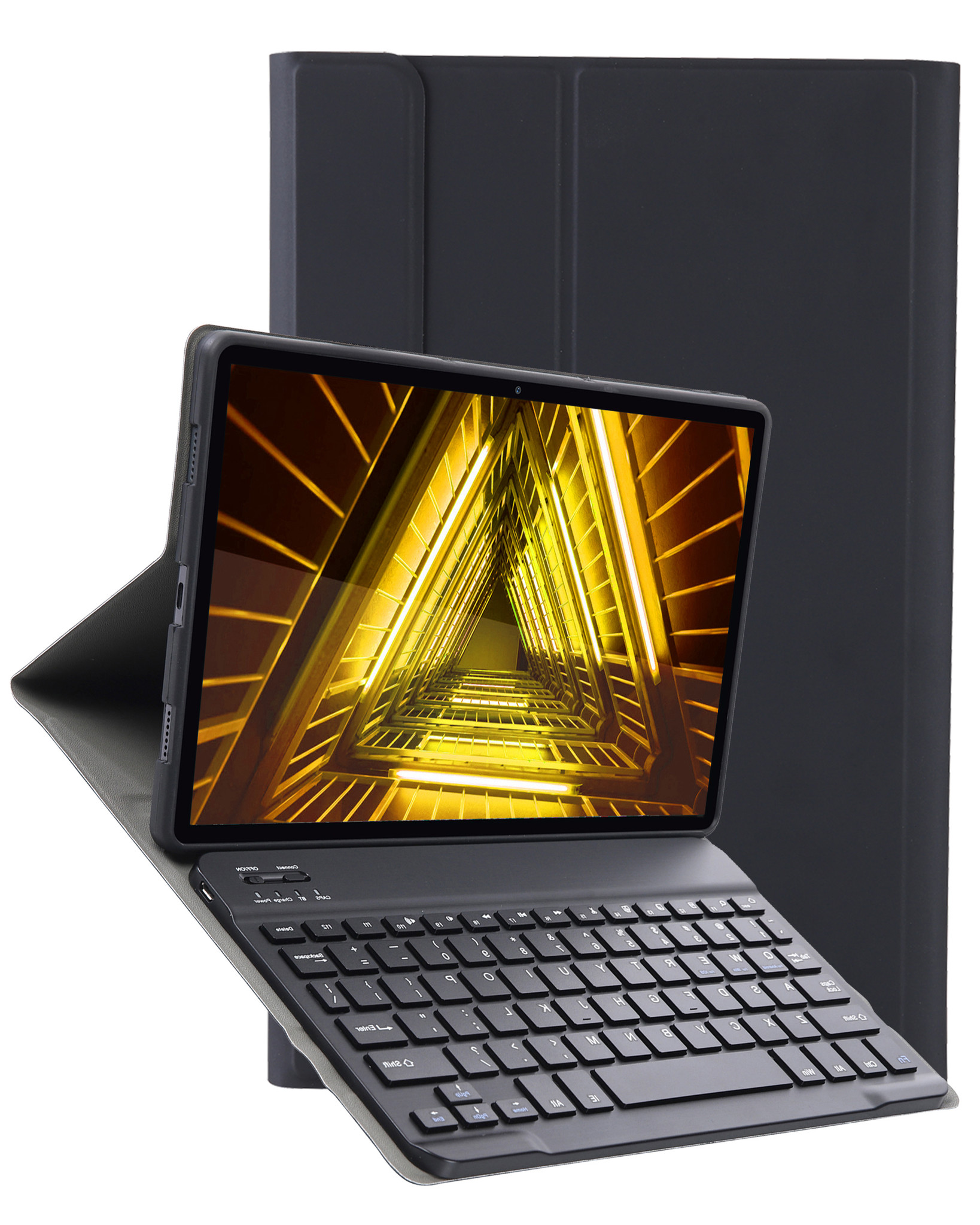 Nomfy Hoes Geschikt voor Lenovo Tab M10 FHD Plus 2nd Gen Hoes Toetsenbord Hoes Case Book Cover Hoesje Met Screenprotector - Hoesje Geschikt voor Lenovo Tab M10 FHD Plus (2e Gen) Keyboard Hoes - Zwart