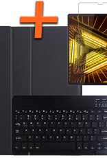 Nomfy Hoes Geschikt voor Lenovo Tab M10 FHD Plus 2nd Gen Hoes Toetsenbord Hoes Case Book Cover Hoesje Met Screenprotector - Hoesje Geschikt voor Lenovo Tab M10 FHD Plus (2e Gen) Keyboard Hoes - Zwart