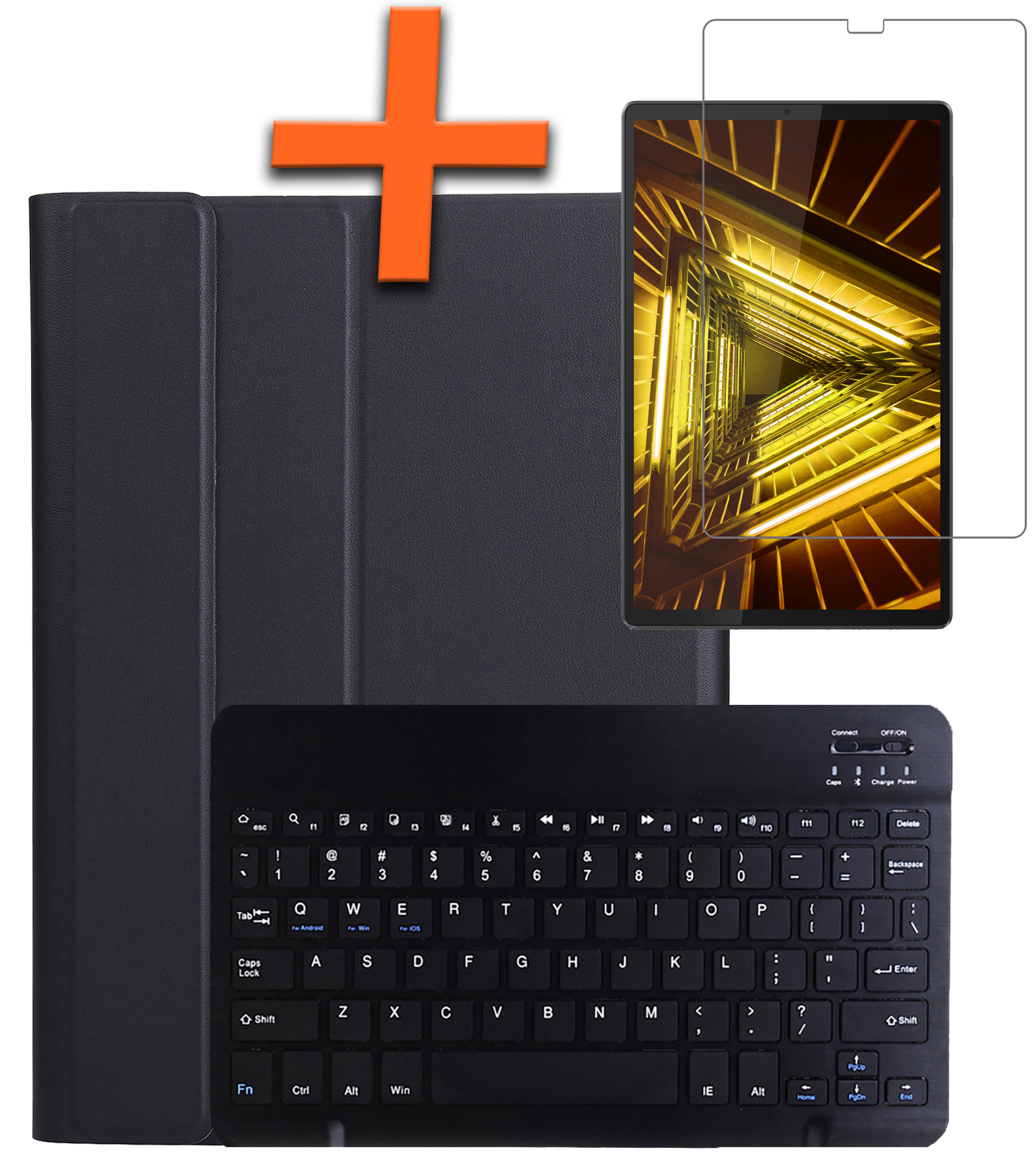 Nomfy Hoes Geschikt voor Lenovo Tab M10 FHD Plus 2nd Gen Hoes Toetsenbord Hoes Case Book Cover Hoesje Met Screenprotector - Hoesje Geschikt voor Lenovo Tab M10 FHD Plus (2e Gen) Keyboard Hoes - Zwart
