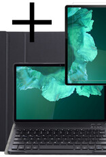 NoXx Hoesje Geschikt voor Lenovo Tab P11 Hoesje Toetsenbord Hoes Met Screenprotector - Hoes Geschikt voor Lenovo Tab P11 Keyboard Case Book Cover - Zwart