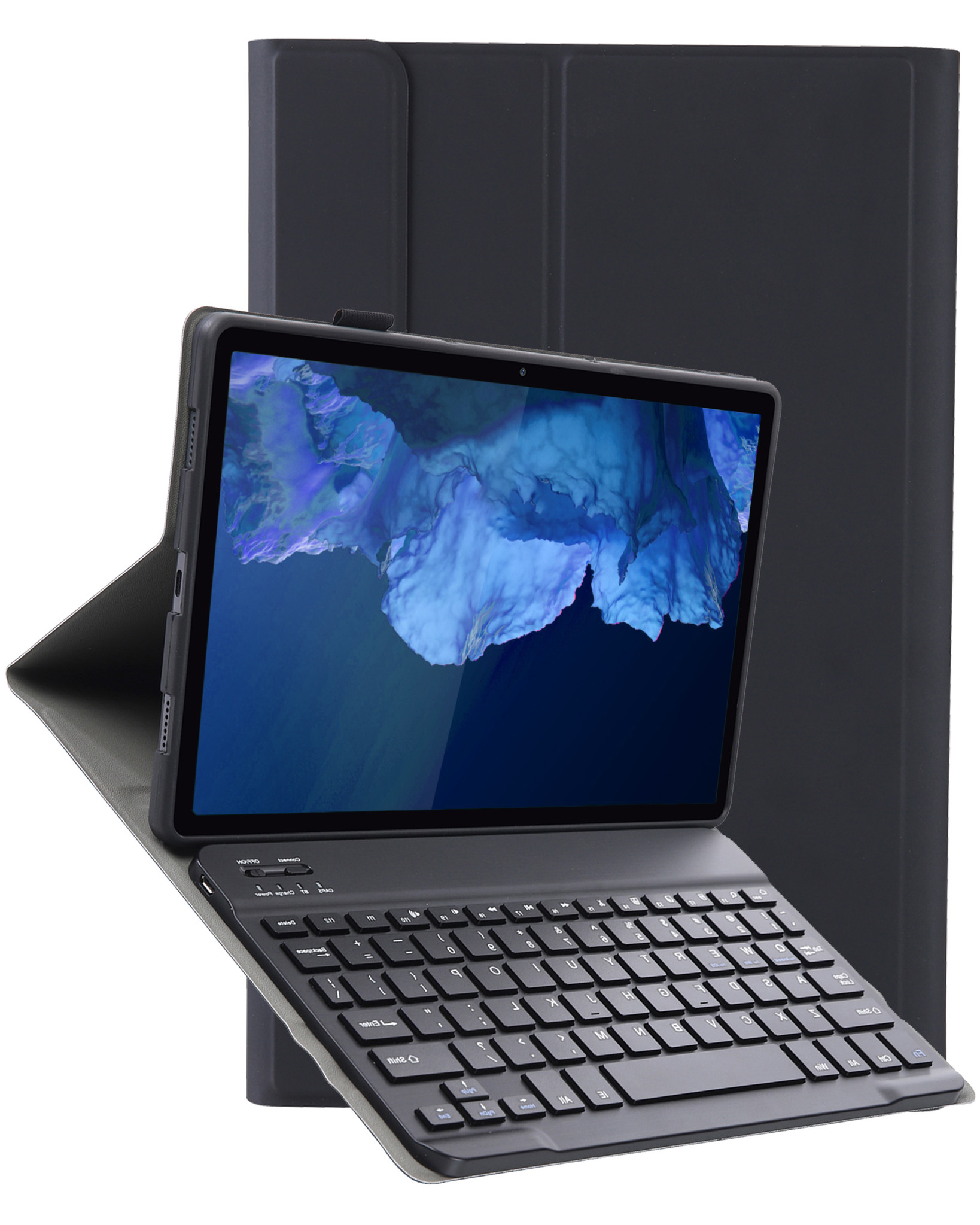 Nomfy Hoes Geschikt voor Lenovo Tab P11 Hoes Toetsenbord Hoes Case Book Cover Hoesje Met Screenprotector - Hoesje Geschikt voor Lenovo Tab P11 Keyboard Hoes - Zwart