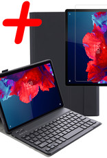 BASEY. Hoesje Geschikt voor Lenovo Tab P11 Plus Toetsenbord Hoes Book Case Met Screenprotector - Hoes Geschikt voor Lenovo Tab P11 Plus Toetsenbord Hoesje Keyboard Cover - Zwart