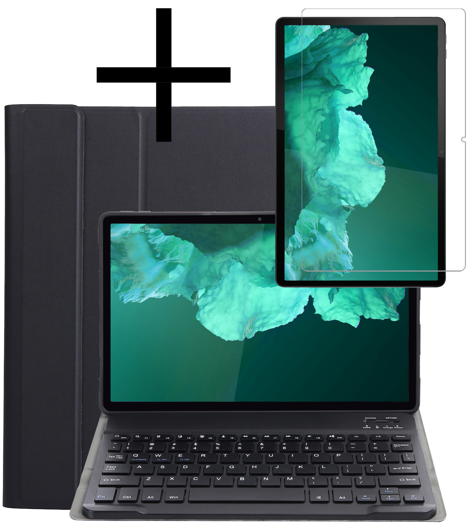 NoXx Hoesje Geschikt voor Lenovo Tab P11 Plus Hoesje Toetsenbord Hoes Met Screenprotector - Hoes Geschikt voor Lenovo Tab P11 Plus Keyboard Case Book Cover - Zwart