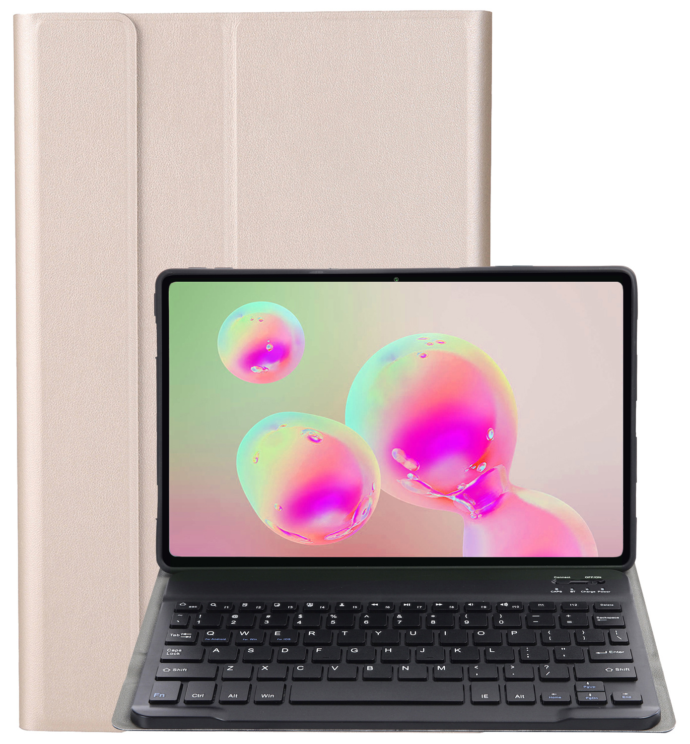 NoXx Hoesje Geschikt voor Samsung Galaxy Tab S6 Lite Hoesje Toetsenbord Hoes - Hoes Geschikt voor Samsung Tab S6 Lite Keyboard Case Book Cover - Goud