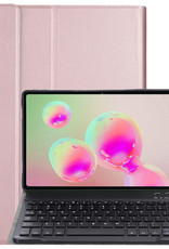 NoXx Hoesje Geschikt voor Samsung Galaxy Tab S6 Lite Hoesje Toetsenbord Hoes - Hoes Geschikt voor Samsung Tab S6 Lite Keyboard Case Book Cover - Rosé goud