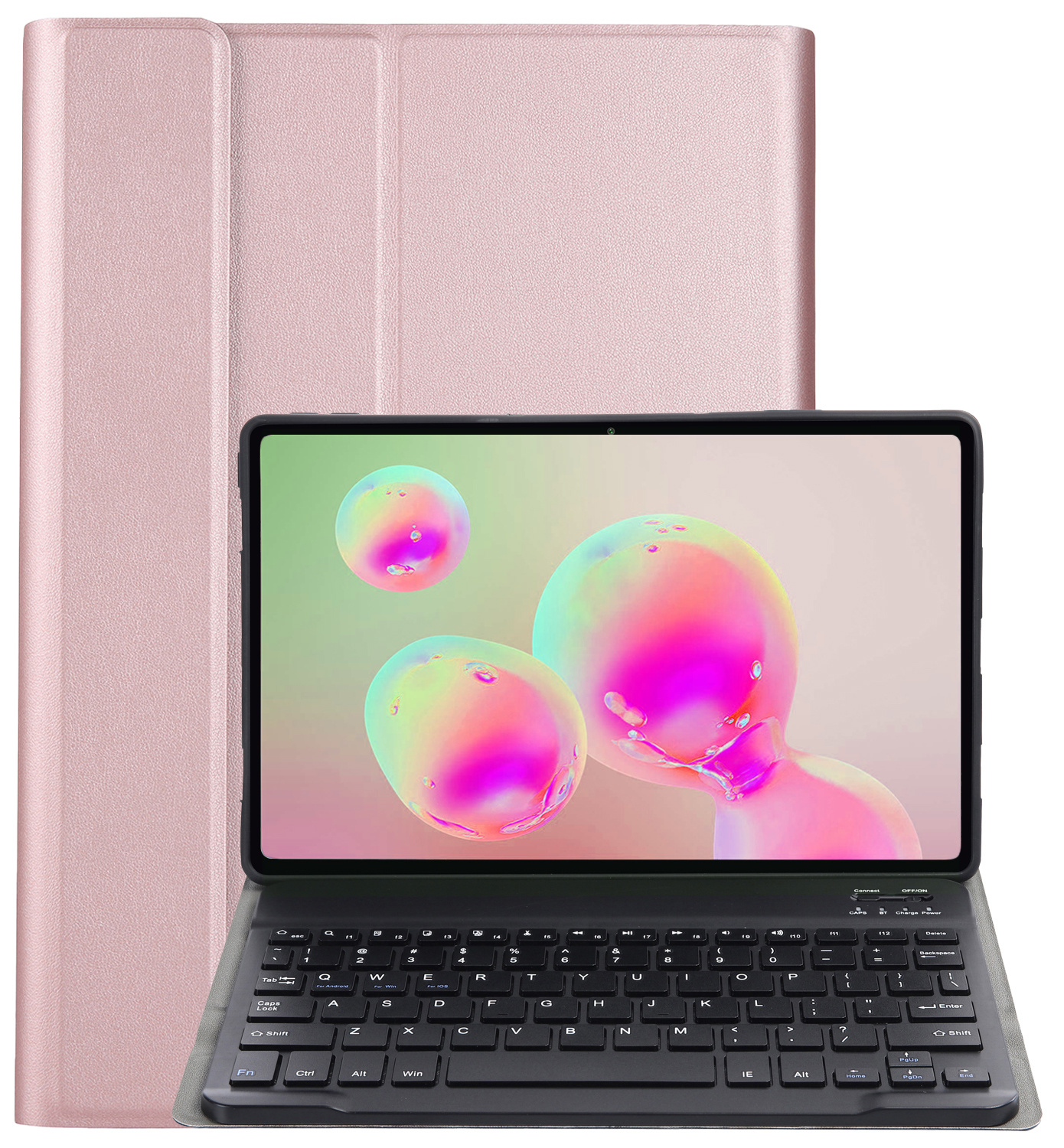 NoXx Hoesje Geschikt voor Samsung Galaxy Tab S6 Lite Hoesje Toetsenbord Hoes - Hoes Geschikt voor Samsung Tab S6 Lite Keyboard Case Book Cover - Rosé goud