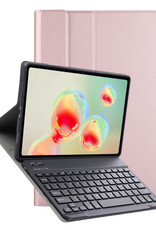 Nomfy Hoes Geschikt voor Samsung Galaxy Tab S6 Lite Hoes Toetsenbord Hoes Case Book Cover Hoesje - Hoesje Geschikt voor Samsung Tab S6 Lite Keyboard Hoes - Rosé goud